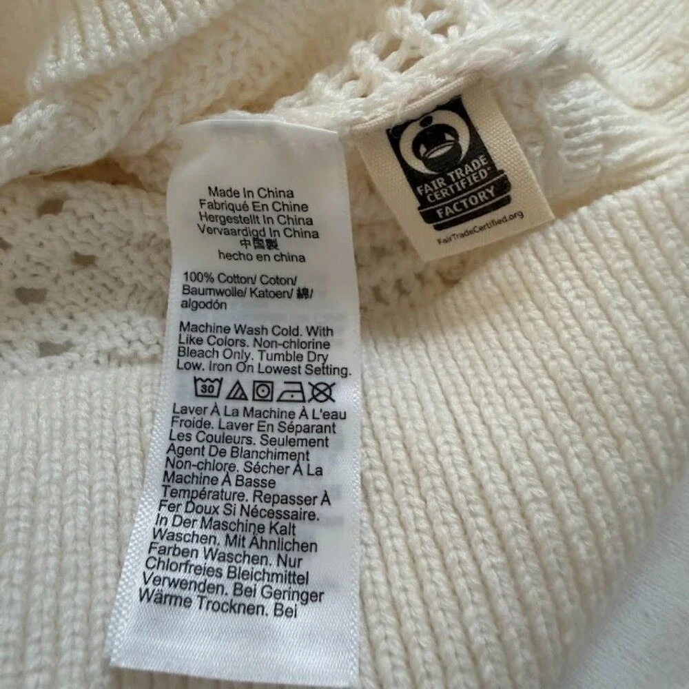 Madewell Open-Knit Sweater‎ | Size S | Cream/Ivory | Fair Trade *Flaw* - Picture 5 of 5